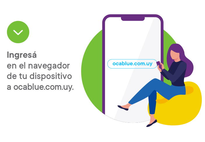 Ingresá en el navegador de tu dispositivo a ocablue.oca.com.uy